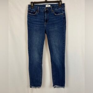 Pistola Skinny Crop Blue Jeans With Cuffed Raw Distressed‎ Hem